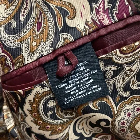 Backrach Brown Herringbone superfine wine yarn sportscoat, 42R - Picture 4 of 4